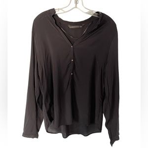 ZARA Relaxed Half Button Front Long Sleeve Women’s Shirt in Black XL